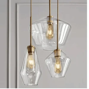 Minimalism Hanging Ceiling Light Cup-Shape Pendant Lighting Fixture Glazen Shade Clear