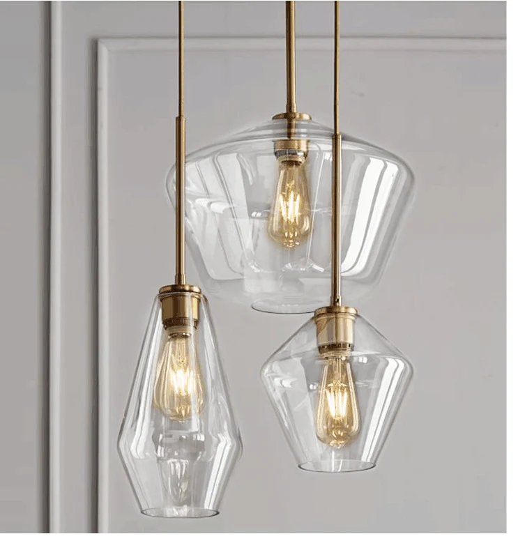 Minimalism Hanging Ceiling Light Cup-Shape Pendant Lighting Fixture Glazen Shade Clear