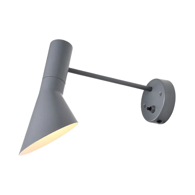Minimalist Flare Wall Lighting Metaal 1 Head Sconce Light Fixture White/Grey Rotating Node Grey