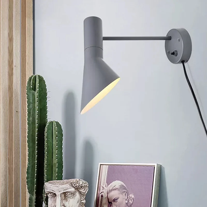 Minimalist Flare Wall Lighting Metaal 1 Head Sconce Light Fixture White/Grey Rotating Node Grey