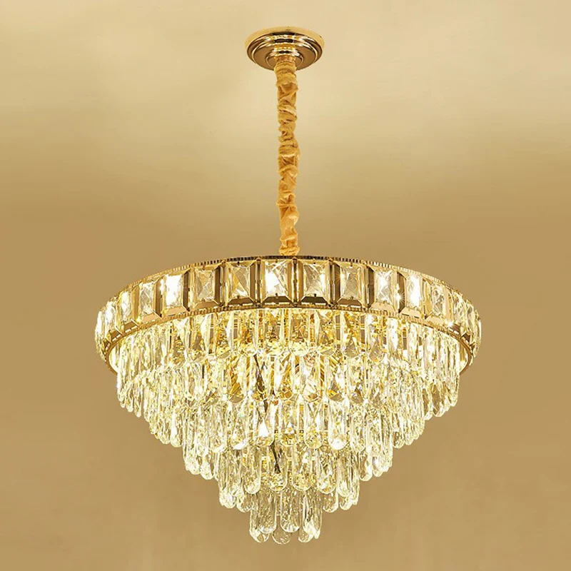 Minimalistic Cone Shaped Hanging Lamp Beveled-Cut Crystal Living Room Chandelier Helder Clear