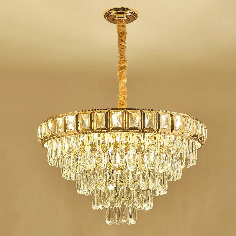 Minimalistic Cone Shaped Hanging Lamp Beveled-Cut Crystal Living Room Chandelier Helder Clear