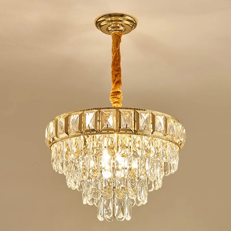 Minimalistic Cone Shaped Hanging Lamp Beveled-Cut Crystal Living Room Chandelier Helder Clear