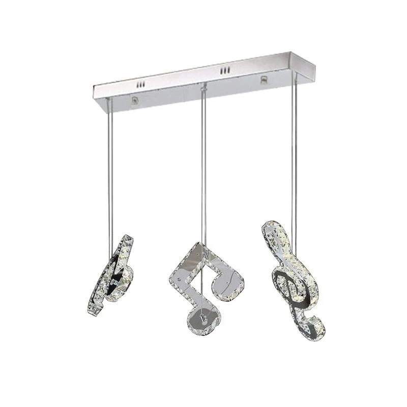 Minimalistic Music Note Hanging Light Fixture Beveled Crystal Restaurant Multi Light Ceiling Light Helder Clear