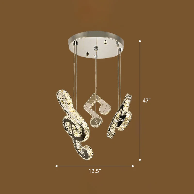 Minimalistic Music Note Hanging Light Fixture Beveled Crystal Restaurant Meervoudig Light Ceiling Light Clear Clear