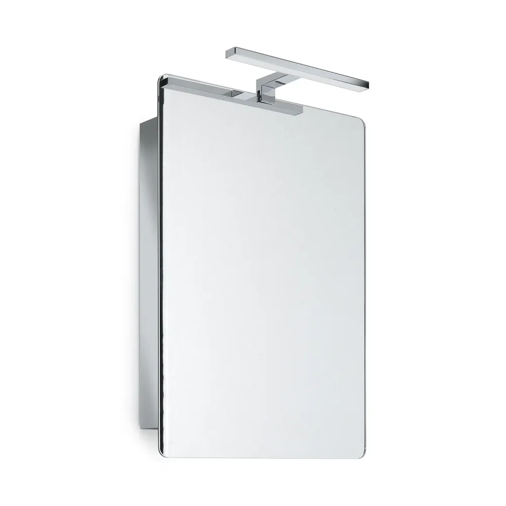 Mirror cabinet sliding door, 3 shelves and LED lamp Gedy model Kora - Hoogglans chrome