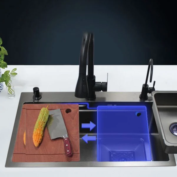 Modern Solo Bowl Sink Solid Color Kitchen Sink Drain Strainer Kit 26l