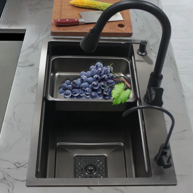 Modern Solo Bowl Sink Solid Color Kitchen Sink Drain Strainer Kit 26l