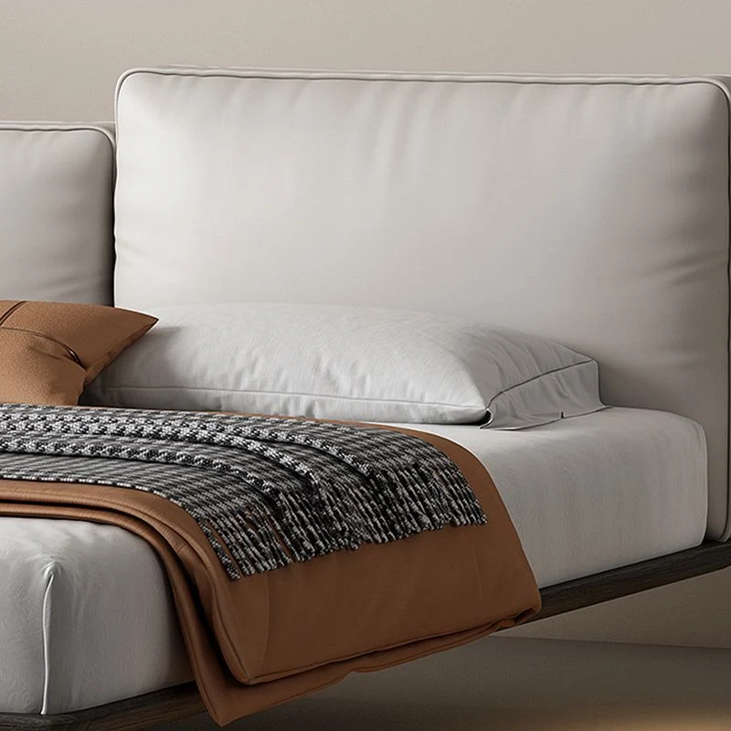 Modern Style Upholstered Headboard/white Grey Leder Suspension Bed White