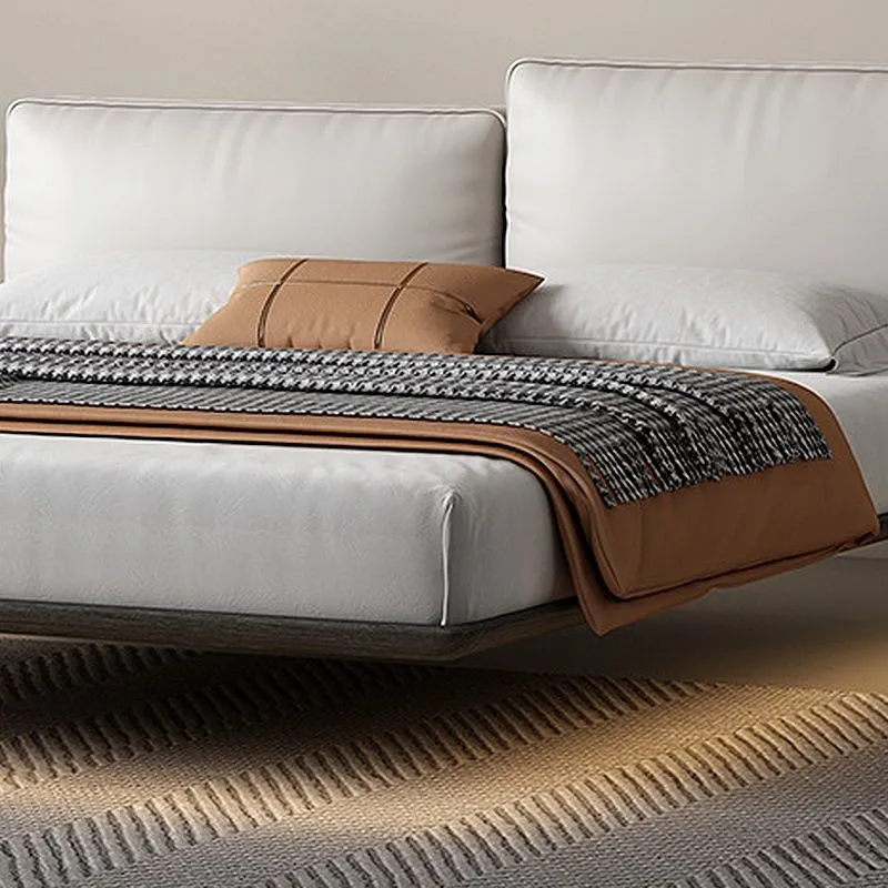 Modern Style Upholstered Headboard/white Grey Leder Suspension Bed White