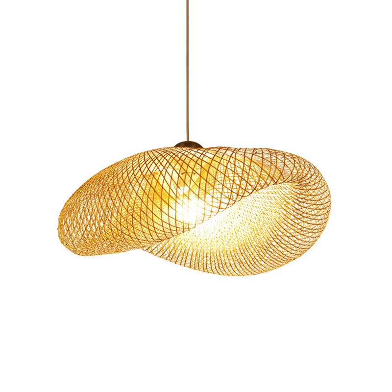 Modernism 1 Bulb Hanging Lamp Wood Handwerk Pendant Light Fixture Bamboo Shade Wood