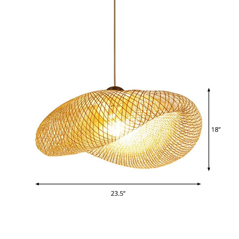 Modernism 1 Bulb Hanging Lamp Wood Handwerk Pendant Light Fixture Bamboo Shade Wood