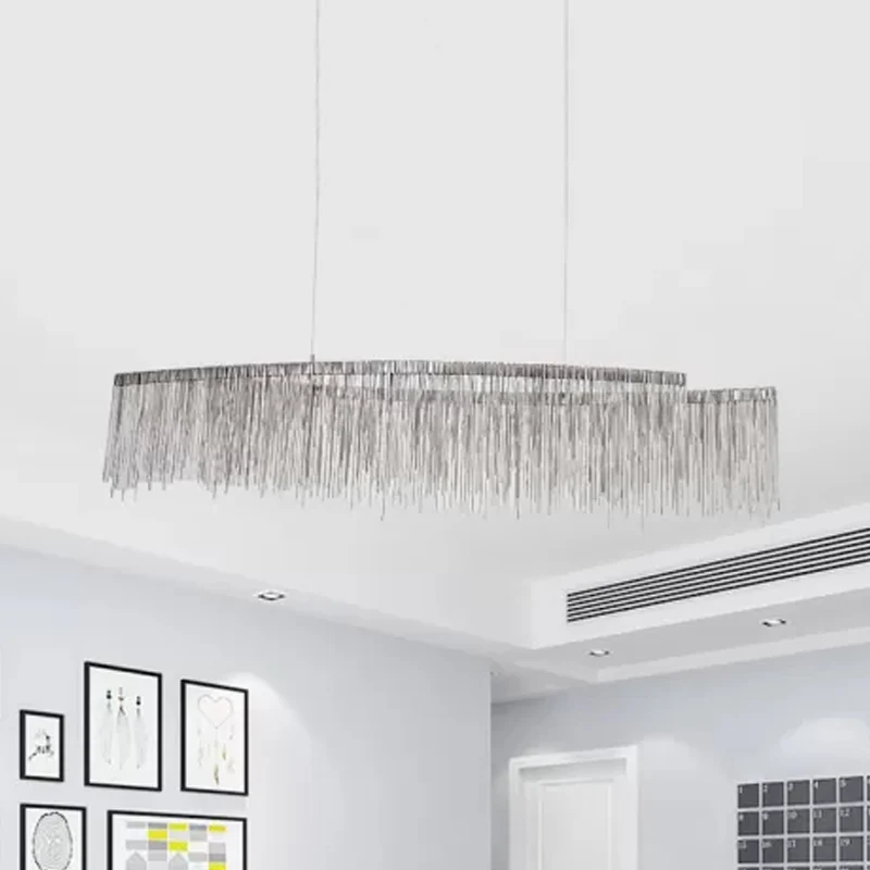 Modernism LED Ceiling Chandelier Linear Drop Pendant Aluminium Shade Living Room Rose