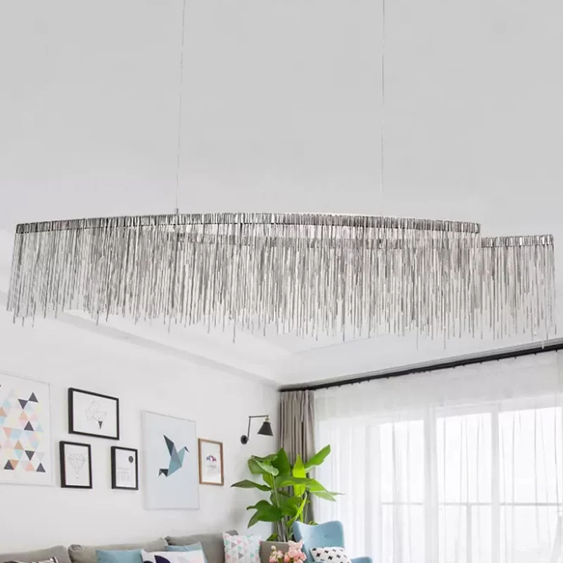 Modernism LED Ceiling Chandelier Linear Drop Pendant Aluminium Shade Living Room Rose