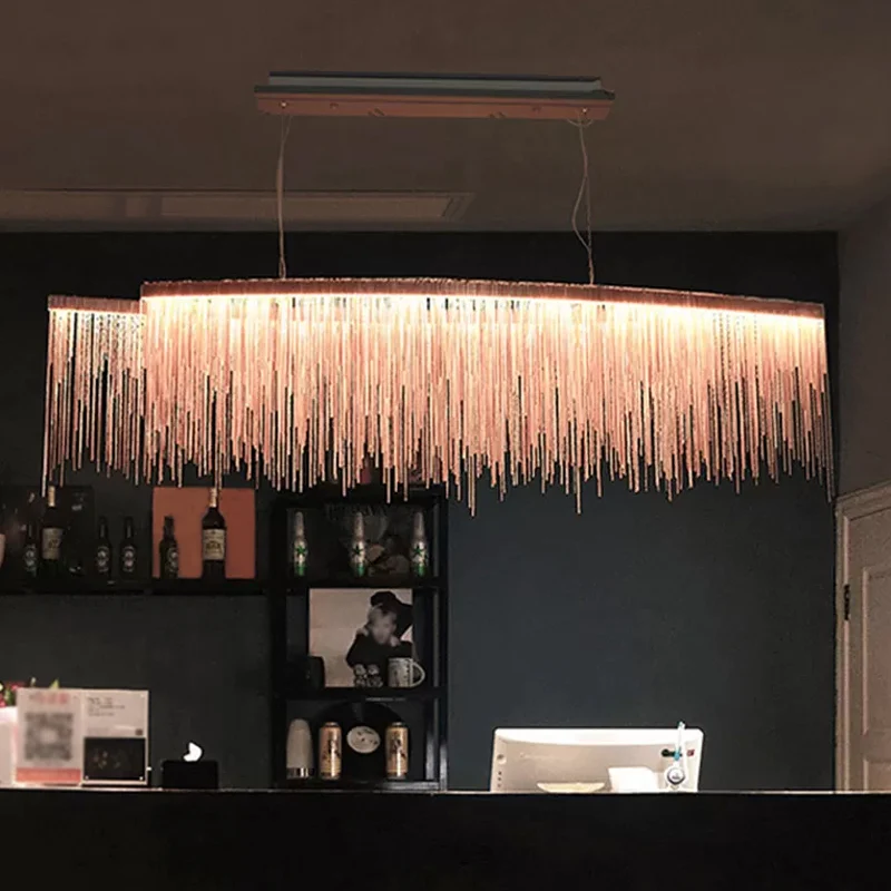 Modernism LED Ceiling Chandelier Linear Drop Pendant Aluminium Shade Living Room Rose