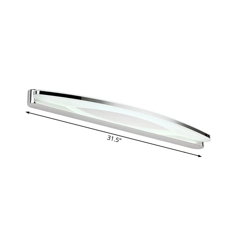 Modernisme Slanke metalen ijdelheidverlichting met ovale kap 15"/21" diam. LED-wandlamp schans chroom, warm/wit zwak