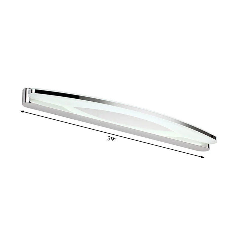 Modernisme Slanke metalen ijdelheidverlichting met ovale kap 15"/21" diam. LED-wandlamp schans chroom, warm/wit zwak