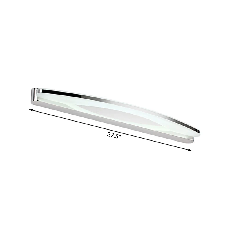 Modernisme Slanke metalen ijdelheidverlichting met ovale kap 15"/21" diam. LED-wandlamp schans chroom, warm/wit zwak