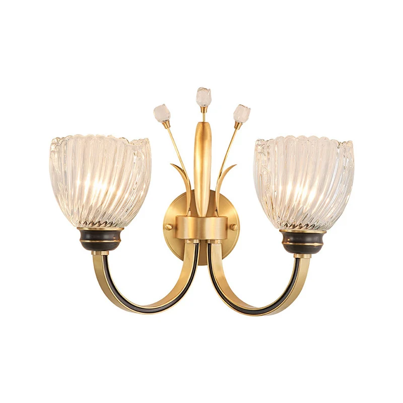 Modernist 1/2-Light Wall Lighting Glashelder Crystal Shade Brass Finish Bowl Wall Sconce Living Room Brass