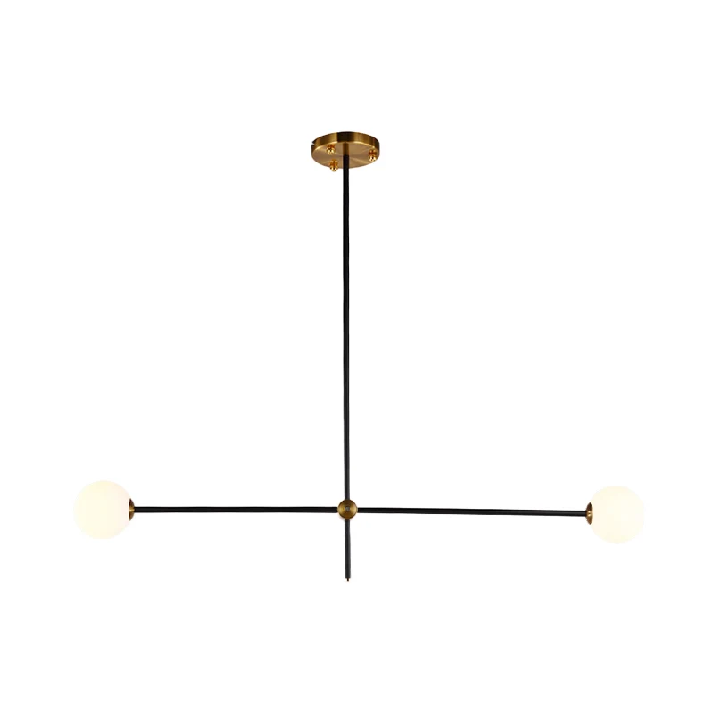 Modernist Exposed Ceiling Lamp Metallic 2/3 Lights Living Room Black Pendant Lighting Opal Glazen Ball Shade Black