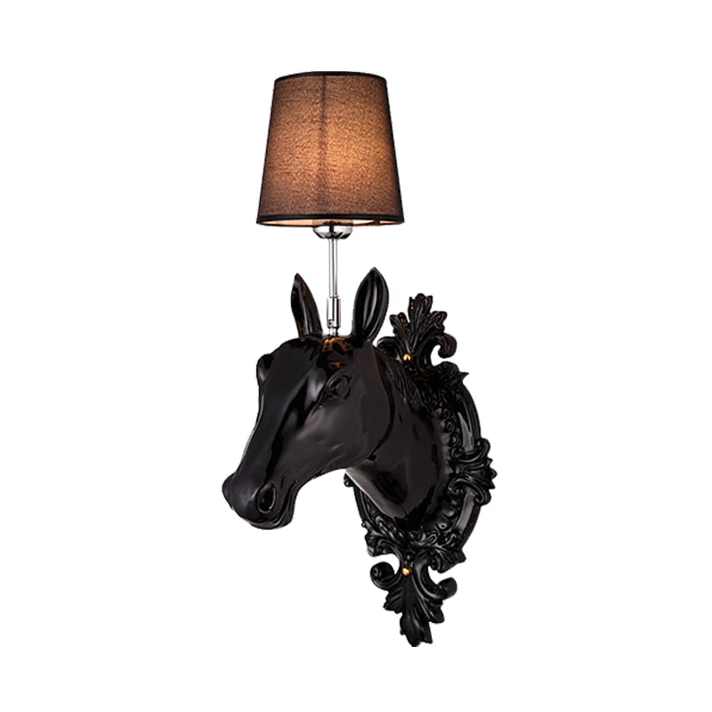 One Bulb Bedroom Wall Mounted Lamp Gevestigd Black/White/Gold Sconce Light Fixture Cone Fabric Shade White