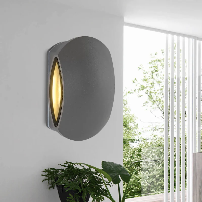 Outdoor Round Wall Light Sconce Aluminum Contemporary Ravenzwart Sconce Light Fixture Warm/White Black