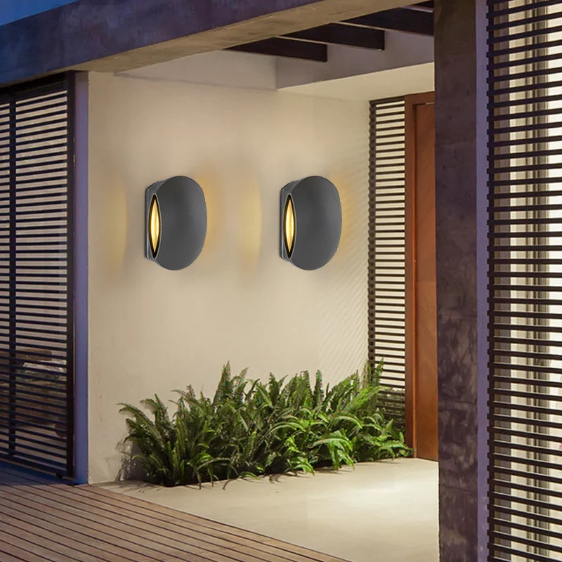 Outdoor Round Wall Light Sconce Aluminum Contemporary Ravenzwart Sconce Light Fixture Warm/White Black