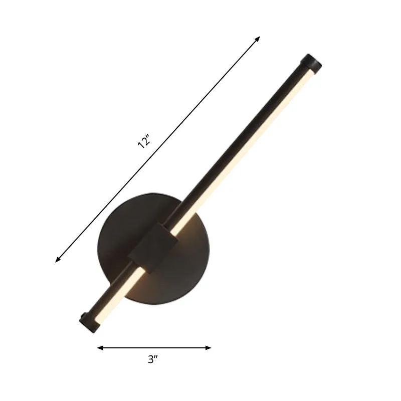 Plexiglas Tube Wall Lamp Modernism LED Black Sconce Light Fixture Circle Metal Backplate, Warm/White Light Black