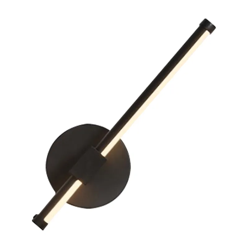Plexiglas Tube Wall Lamp Modernism LED Black Sconce Light Fixture Circle Metal Backplate, Warm/White Light Black