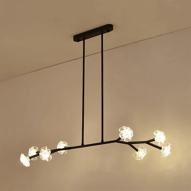Radial Linear Chandelier Glashelder Crystal Floral Shade Chandelier Dining Room Black