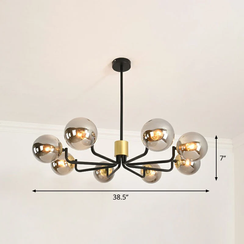 Radial Suspension Light Postmodern Metaal Living Room Chandelier Lighting Ball Glass Shade Gold
