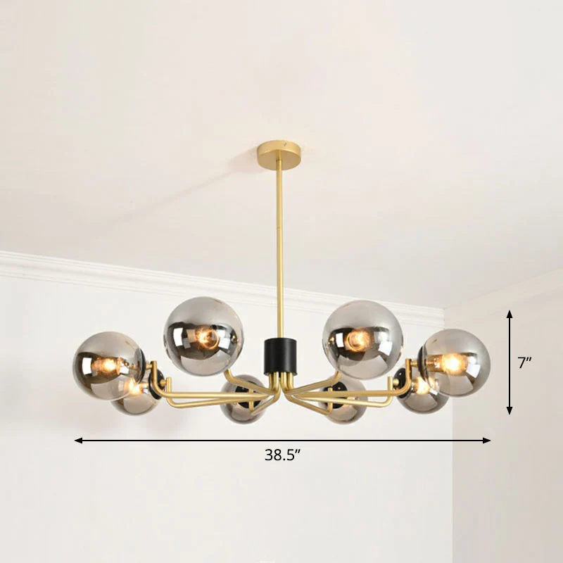 Radial Suspension Light Postmodern Van metaal Living Room Chandelier Lighting Ball Glass Shade Gold