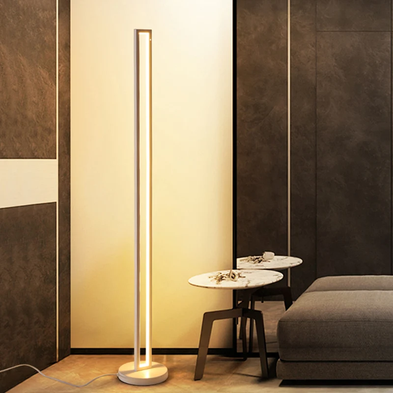 Rectangle Frame Stand Up Lamp Contemporary Metallic Black/White LED Floor Reading Lighting Warm/White Light Black