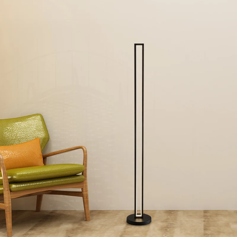 Rectangle Frame Stand Up Lamp Contemporary Metallic Black/White LED Floor Reading Lighting Warm/White Light Black