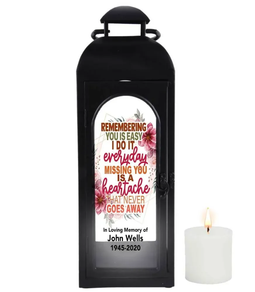 Remembering You Zwart Memorial Lantern Wax Candle