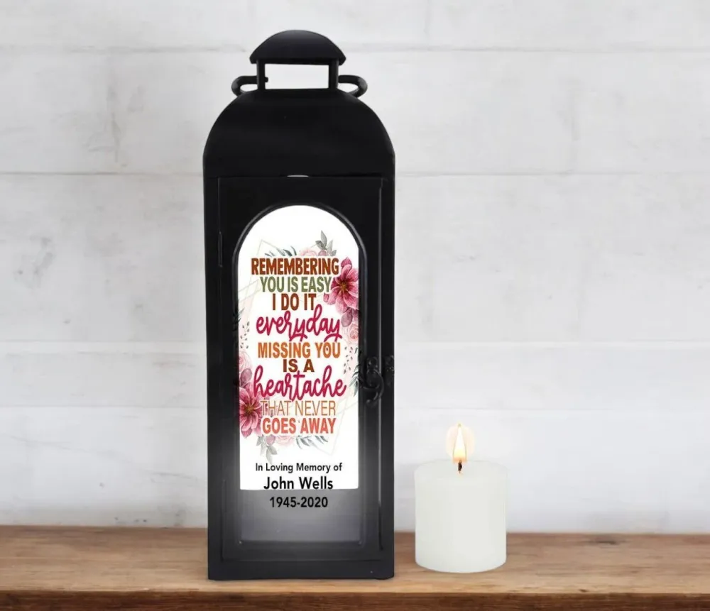 Remembering You Zwart Memorial Lantern Wax Candle