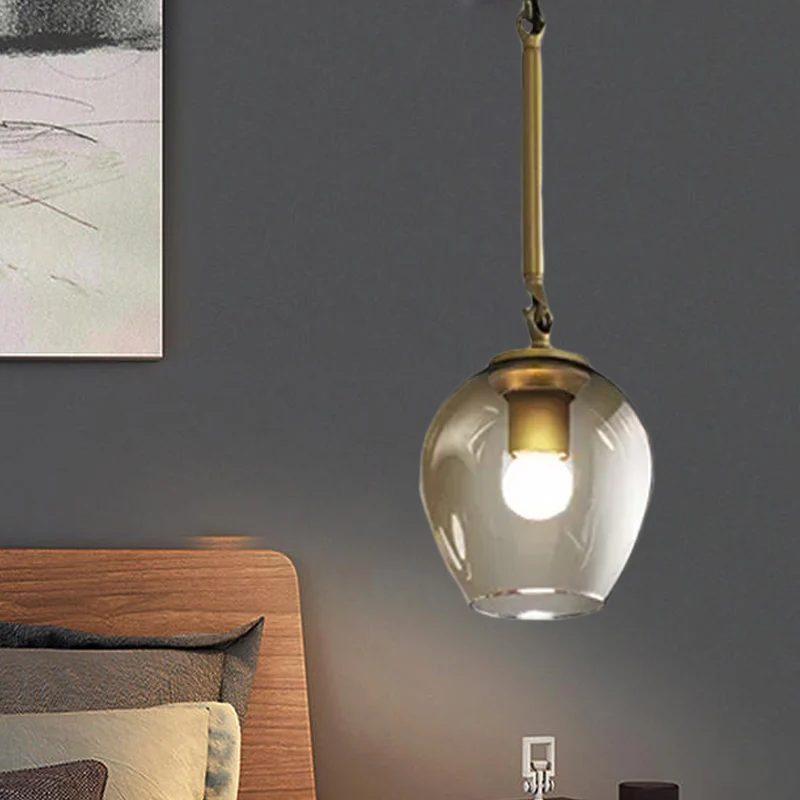 Retro Wine Cup Helder Dimple Glass Pendant 1 Head Hanging Ceiling Light Black/Gold Kitchen Black