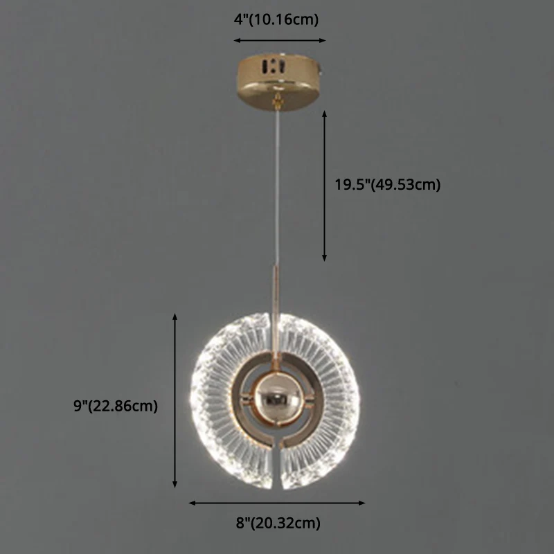Ring Living Room Hanging Pendant Light Crystal LED Eigentijds Suspended Lighting Fixture Gold Gold