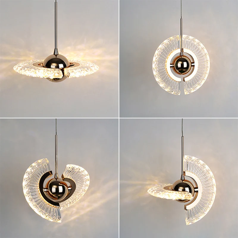 Ring Living Room Hanging Pendant Light Crystal LED Eigentijds Suspended Lighting Fixture Gold Gold