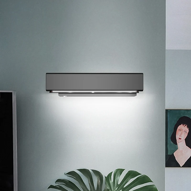 Rotatable Cuboidal LED Sconce Lamp Actueel Aluminum Black/White-Wood Wall Mounted Lighting Warm/White Light White