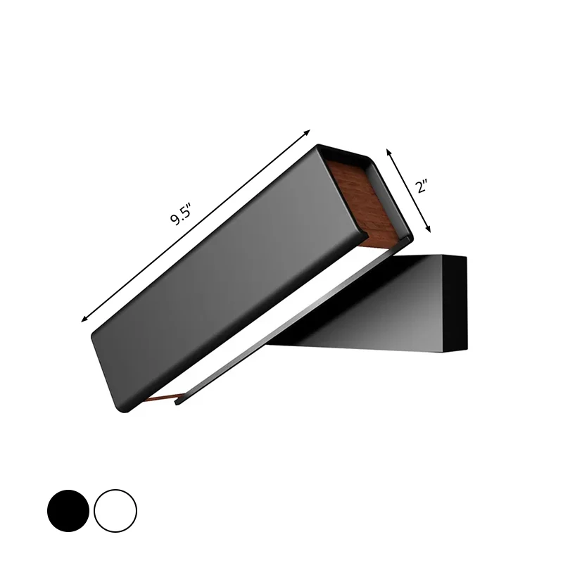 Rotatable Cuboidal LED Sconce Lamp Actueel Aluminum Black/White-Wood Wall Mounted Lighting Warm/White Light White