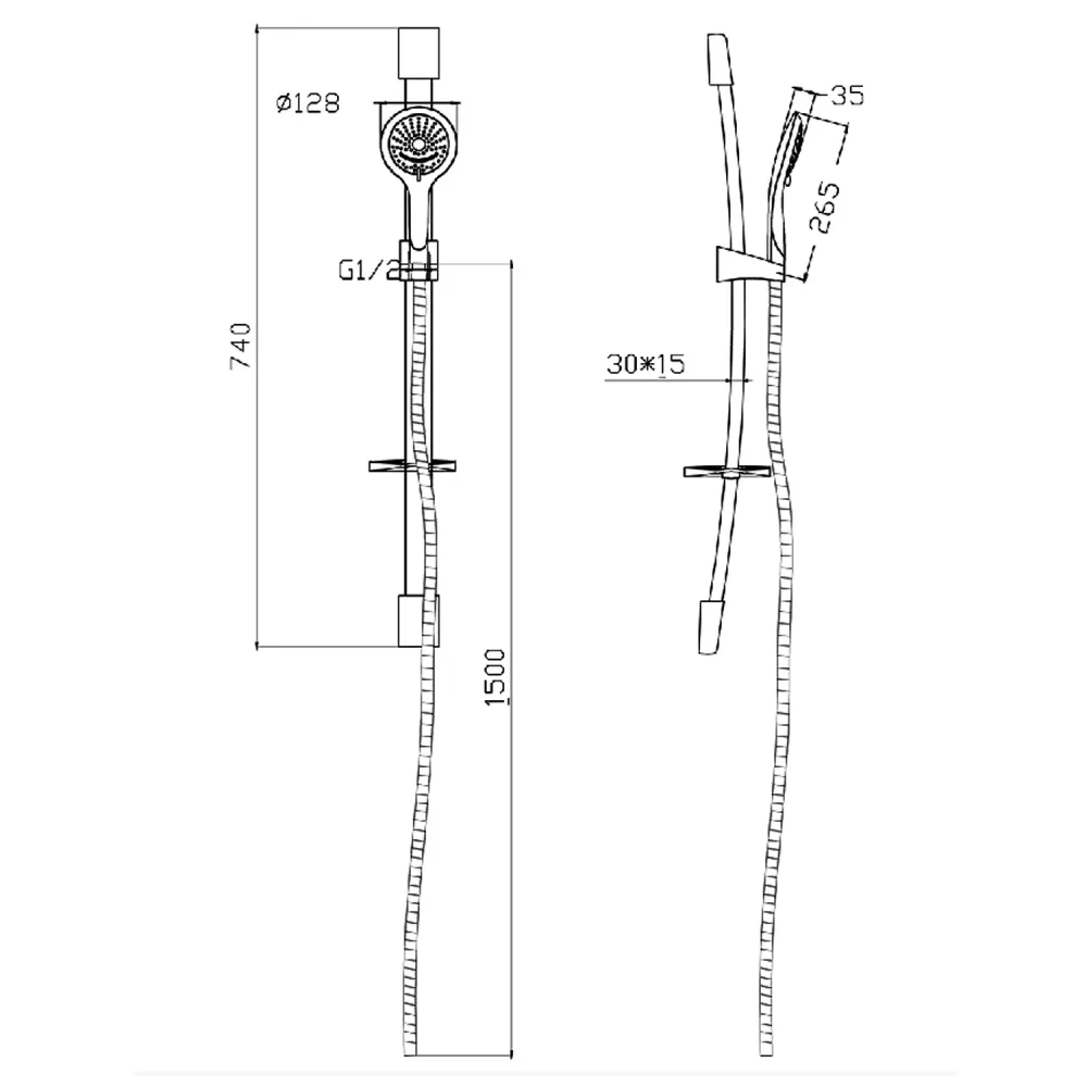 Shower slide model 15107 complete shower and soap holder - Koolzwart