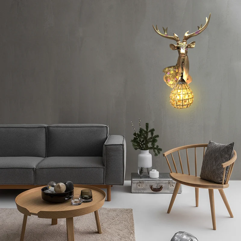 Silver/White/Gold Globe Sconce Lamp Traditional Crystal 1 Light Indoor Wall Mount Lighting Deer Deco, Right/Left White
