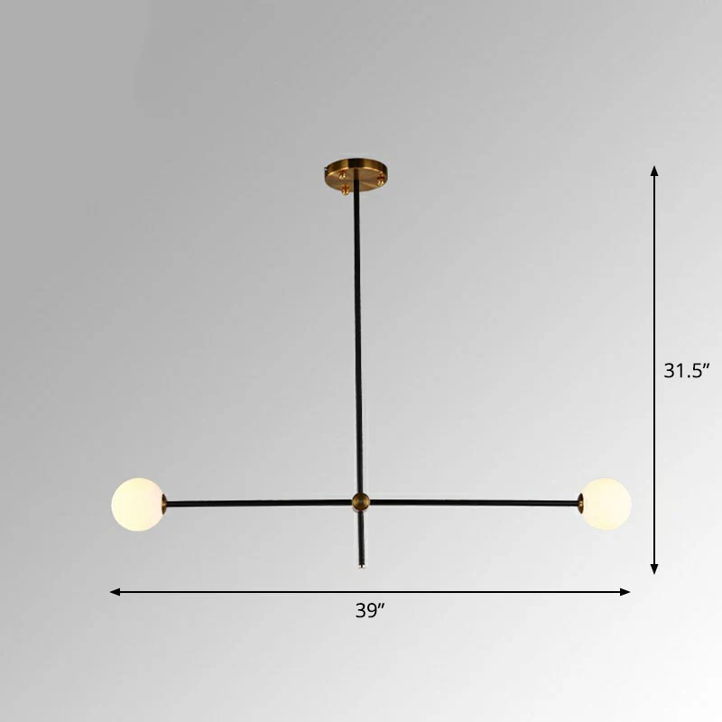 Simplicity Linear Chandelier Metal Living Room Pendant Lighting Ball White Glaswerk Shade Black Black