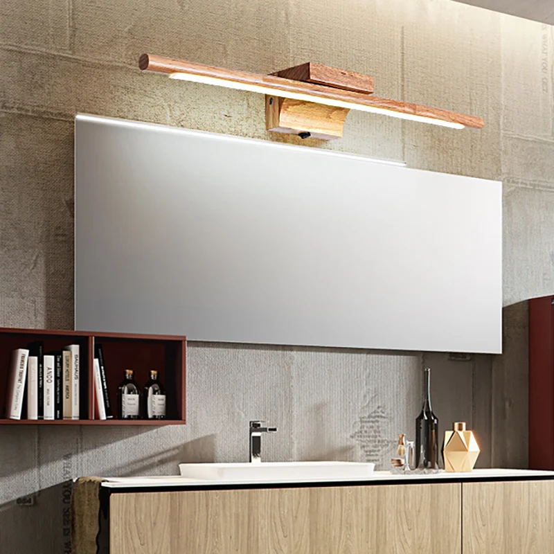Slim Wood Vanity Sconce Lamp Modernist Led Ecru Wall Mounted Light Fixture White/Warm Light Wood