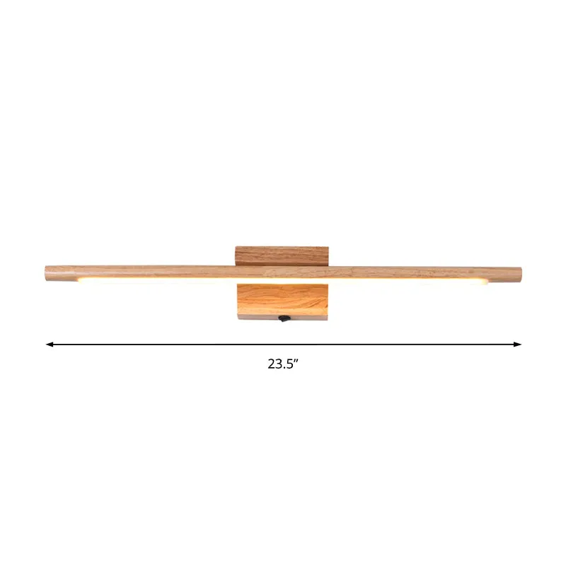 Slim Wood Vanity Sconce Lamp Modernist Led Ecru Wall Mounted Light Fixture White/Warm Light Wood