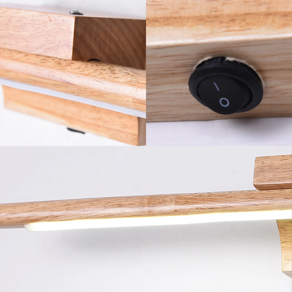 Slim Wood Vanity Sconce Lamp Modernist Led Ecru Wall Mounted Light Fixture White/Warm Light Wood