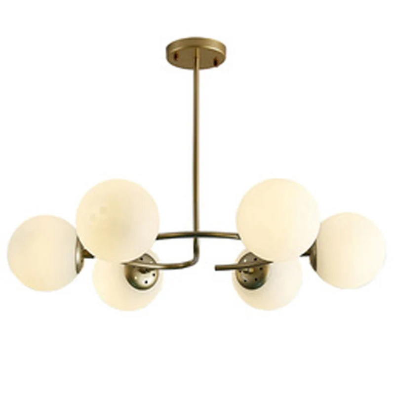 Sphere Chandelier Lighting Fixtures Modern Ivoor Glass Suspension Light Bedroom Gold