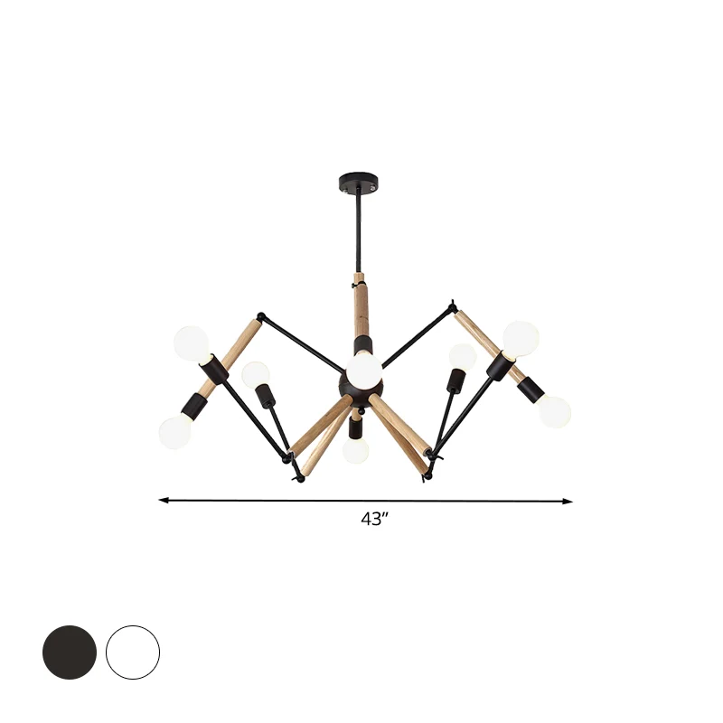 Spider Shape Suspension Light 8/10/12/16-Head Contemporary Van metaal Chandelier Black/White Living Room Black