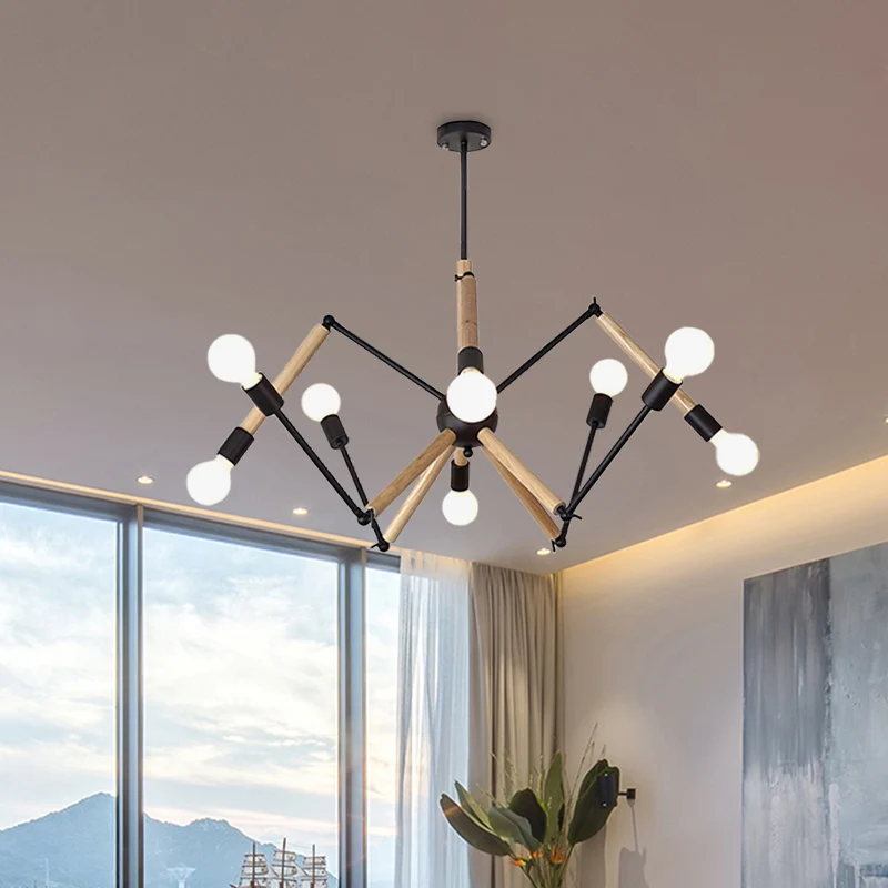 Spider Shape Suspension Light 8/10/12/16-Head Contemporary Van metaal Chandelier Black/White Living Room Black